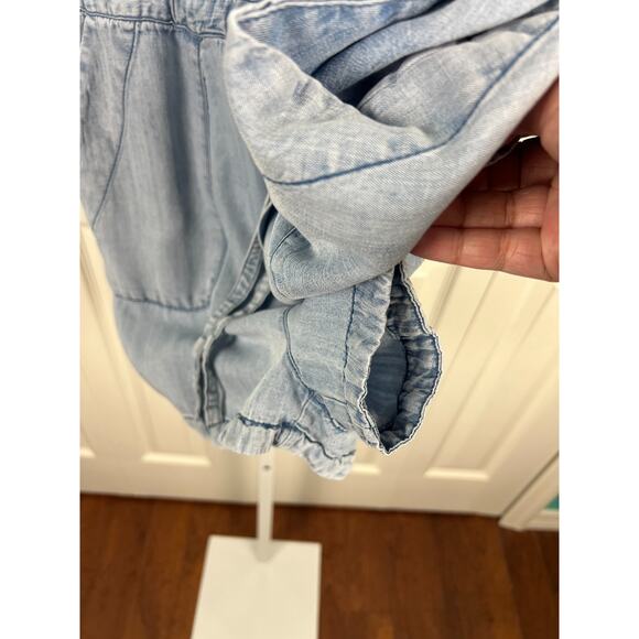 Velvet Heart Chambray Blue Denim Long Sleeve Romper Shorts Jumpsuit Medium - Picture 4 of 7
